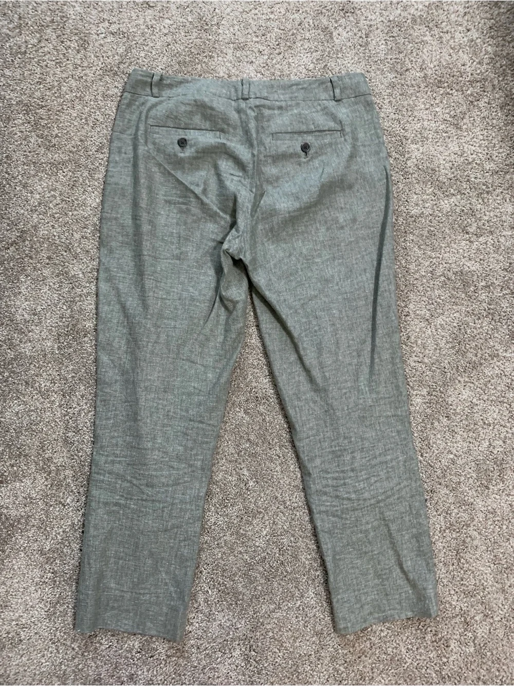 Banana Republic Womens Green-Gray Linen Cotton Stretch Ankle Dress Pants Size 6
